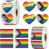 BeYumi 1600Pcs LGBTQ Pride Heart Stickers LGBT Rainbow Flag Stickers Self Adhesive Gay Pride Decal Waterproof Stickers for Transgender Lesbian Bi Nonbinary Pride Parades Events Decoration Accessories