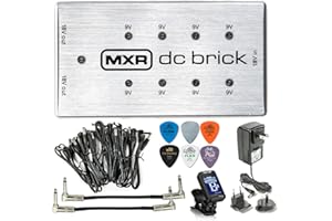 MXR M237 DC Brick Effects Pedal Power Supply 9Vx8 and 18Vx2 Outputs Tonebird Instrument Cable, ECB009 Adapter, Tuner, Picks, Patch Cables Bundle