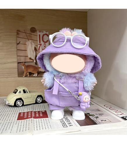 Labubu Party Favor Labubu Doll Clothes Set - Fisherman Hat & Overalls For 17cm Dolls (Style D) Labubu Doll Original