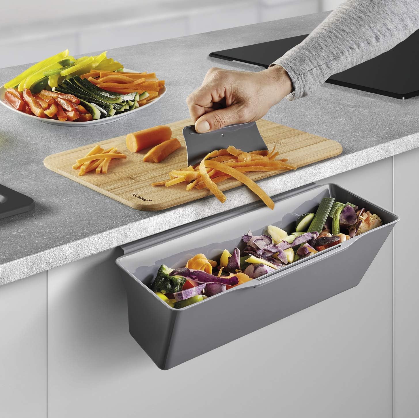 Metaltex Auffangschale für Küchenabfälle, Grau, 35x16x13 cm