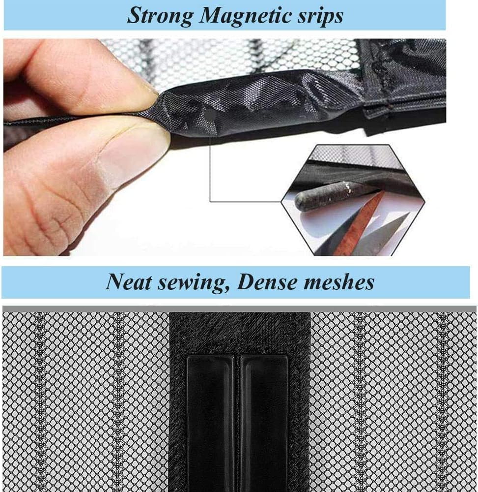KAHEIGN 90CM x 210CM Magnetic Door Screen Fly Insect Screen Mesh Door Curtain Top-to-Bottom Seal Shuts Automatically Easy to Install Without Drilling (Black) - Image 4