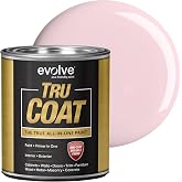 EVOLVE Tru Coat All-In-One Paint &amp; Primer, Quart, Satin Posy Pink &ndash; Interior/Exterior, One Coat Durable Multi-Surface Paint for Cabinets, Furniture, Walls &amp; Doors