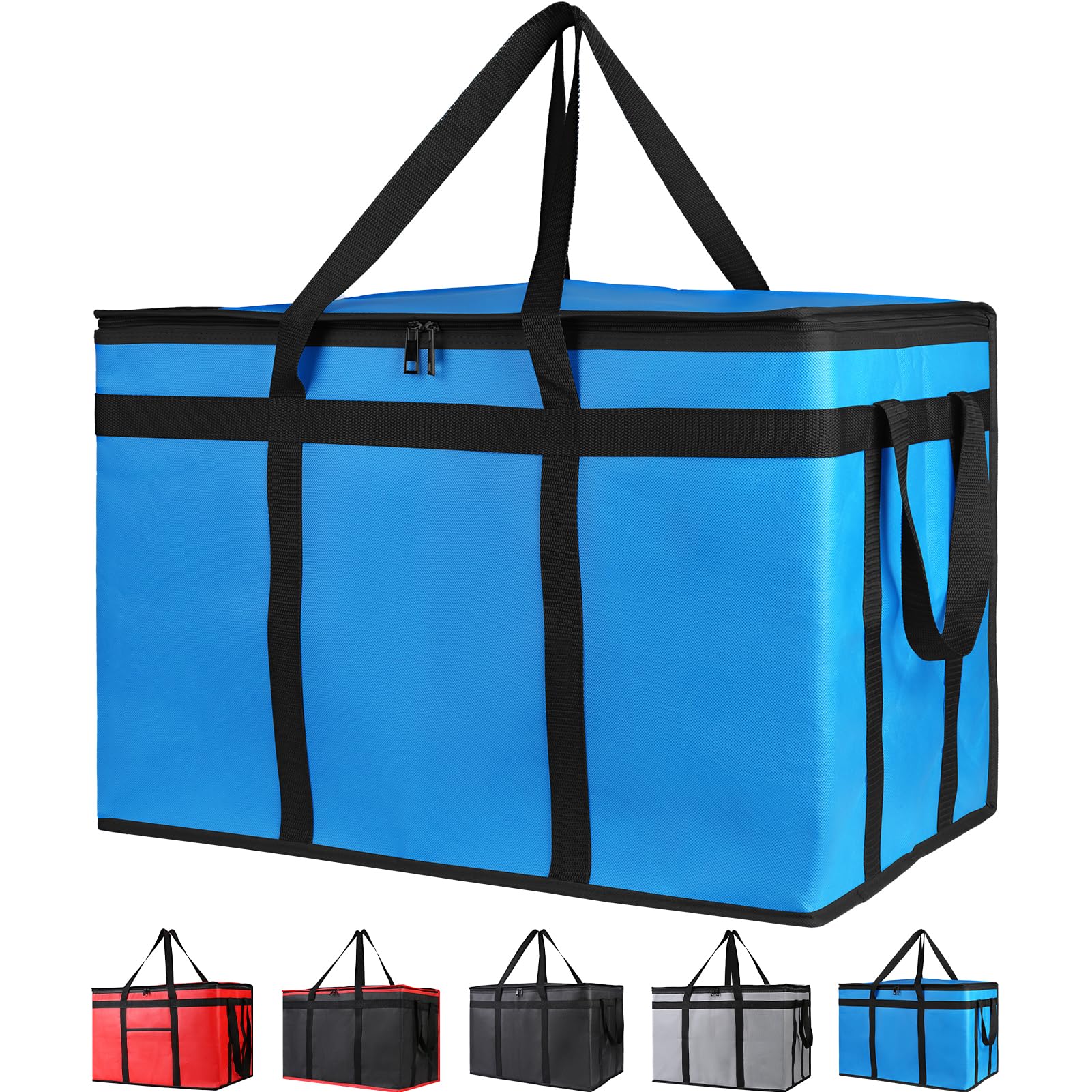 Photo 1 of Bodaon Insulated Food Delivery Bag for Hot and Cold Meal, XXX-Large, Grocery Tote Insulation Bag for Catering, Pizza Warmer, Blue, 1-Pack