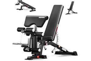 KeppiFitness Adjustable Weight Bench, Bench3000 MAX Heavy Duty Workout Bench Press with Leg Extension and Preacher Pad for Ho