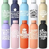 Teenyyou 10 Pcs Teacher Appreciation Gifts Bulk Thank You Gifts for Women 17 oz Stainless Steel Frosted Water Bottle for Teacher Week (Elegant,10 Colors)