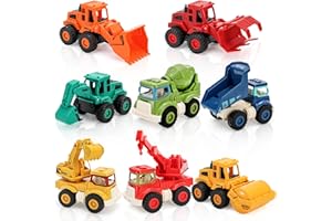 Nagpew 8 Pieces Construction Toy, Small Construction Vehicles, Mini Truck, Excavator, Bulldozer, Mixer, Crane for 3+ Year Old Toddlers, Kids, Sandbox