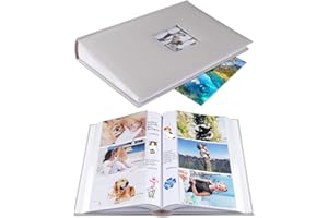 1DOT2 Photo Album 4x6 Hold 402 Photos with Memo Slip-in Pockets Photo Book, Linen Cover Picture Photo Albums with Writing Space for Wedding Family Baby Vacation Mother's Day Light Grey