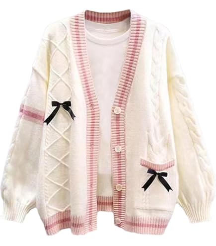 TXYJJP Womens Japanese Cute Kawaii Knitted Cardigan Sweater