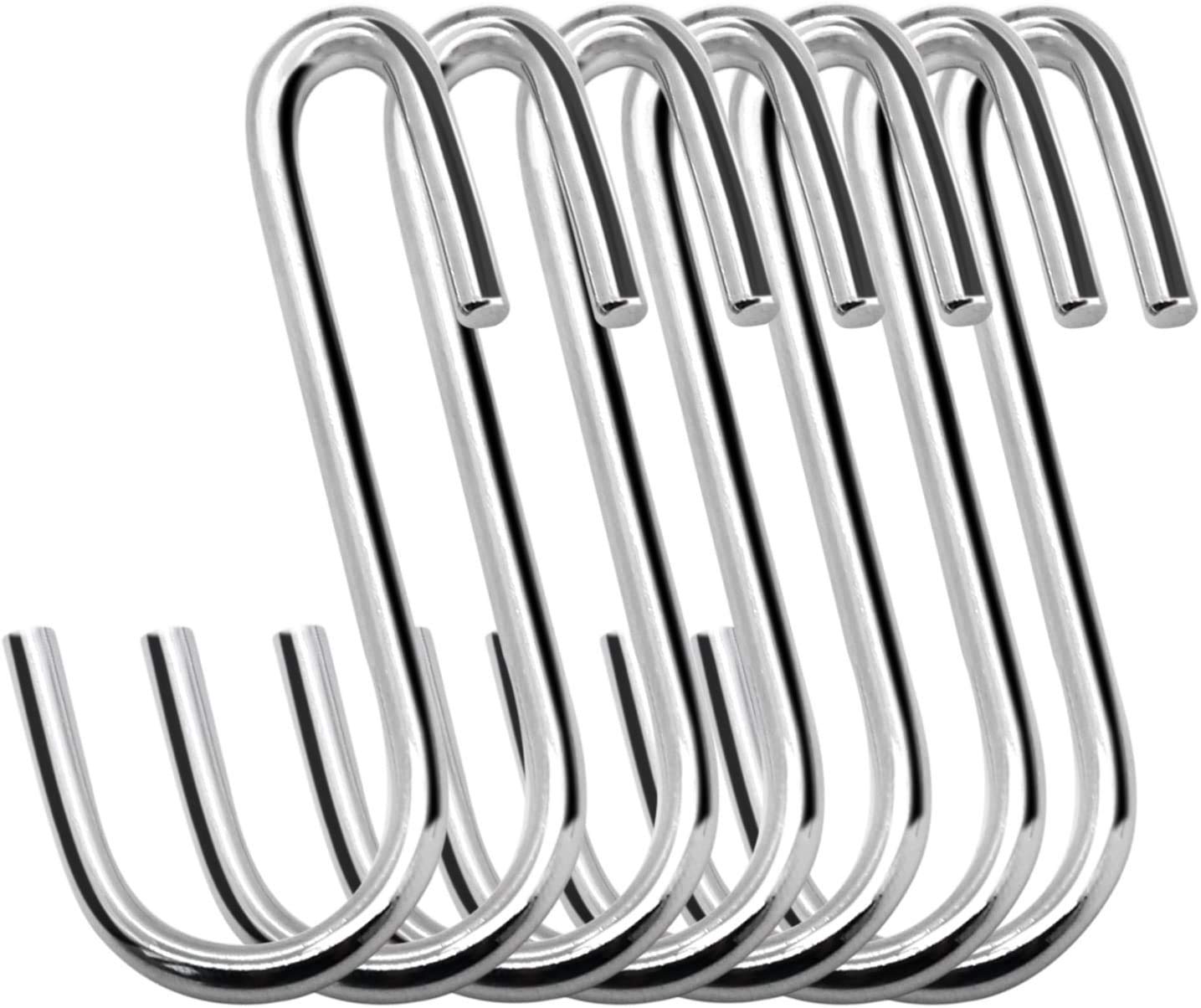 Swatowot 20 Pack Heavy Duty S Hooks 6 cm S Shaped Hanging Hooks Large Hangers for Kitchen, Bathroom, Bedroom and Office (20 Pack, Small, Silver)