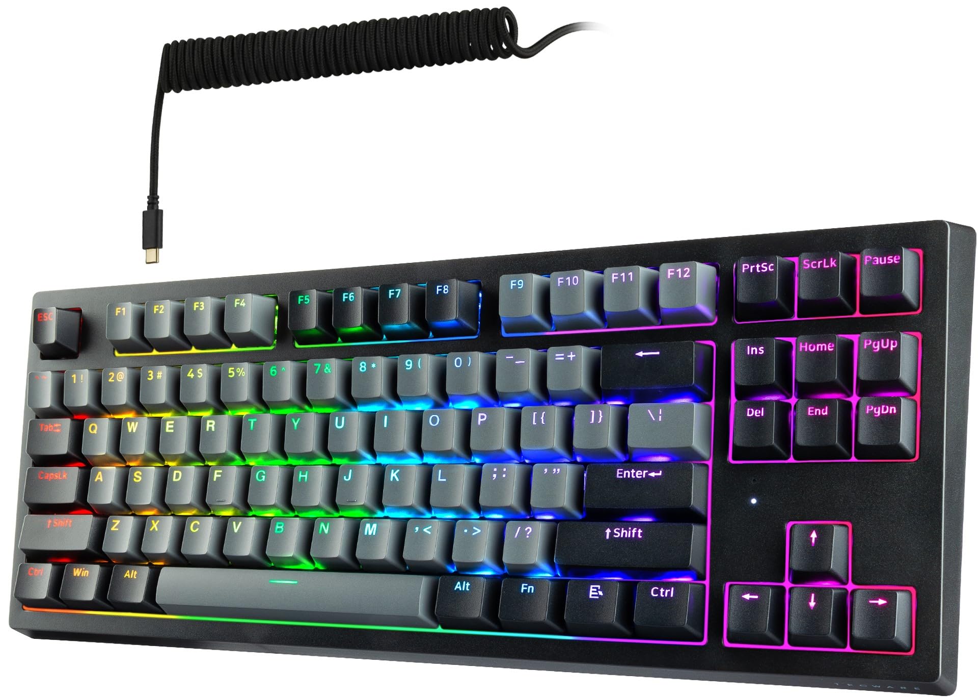 Photo 1 of TECWARE Phantom+ Elite 87 Key RGB Mechanical Gaming Keyboard, LED Backlit, Universal Hot-Swap, Wired and Wireless, 3 Mode Connectivity, Thocky Sounding, Black Elite Wraith Red