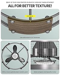 Frstem 19 Inch Farmhouse Caged Ceiling Fan, Solid