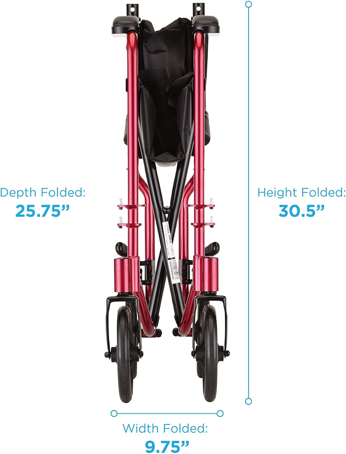 NOVA Medical Products Lightweight 327 Transport Chair, Folds Compact for Car Trunks and Storage, More Narrow Frame, Great for Travel, Color Red, 17": Health & Personal Care