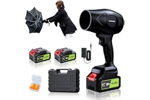 YUQUESEN 980,000 RPM Cordless Leaf Blower - 21V Electric Handheld Leaf Blower with 2×4.0Ah Batteries & Fast Charger - Lightweight for Patio, Lawn, Yard, Deck Cleaning - Dark