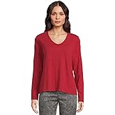 Elliott Lauren Womens Garment Dye Tees - Long Sleeve V-Neck Knit Top