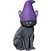 Cat Gnome 12" Tall (Black) | Cute Cat Garden Décor, Spooky Stuff, Halloween Decorations, Lucky Witch Statue