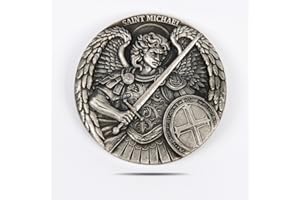 LEABET The Archangel Saint Michael Protection Challenge Coin - Psalm 91:10 Inspirational Religious Silvery Coin for Christian, with Protective Case, 1.57 Inch, Compact Size, Carry-Anywhere Design