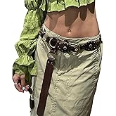 Women Wide Boho Disc Leather Belt Vintage Western Chunky Oval Concho Belt Y2k Grunge Accessories