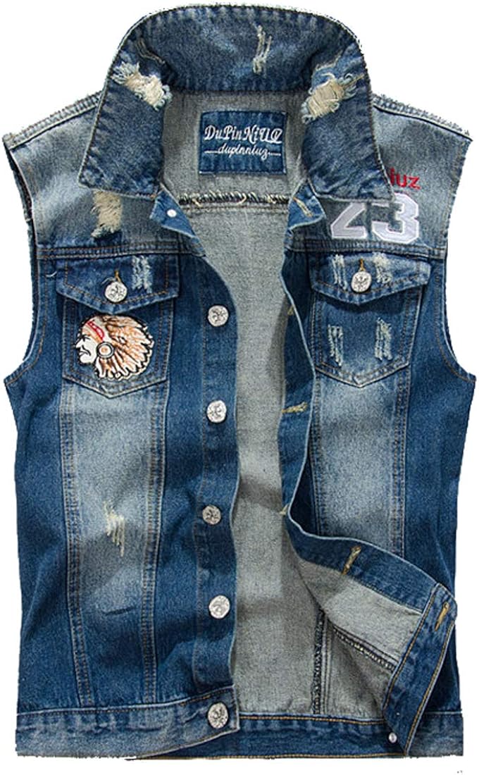 Herren Denim Weste Schwarz - Vintage Jeans Weste Für Motorrad & Freizeit