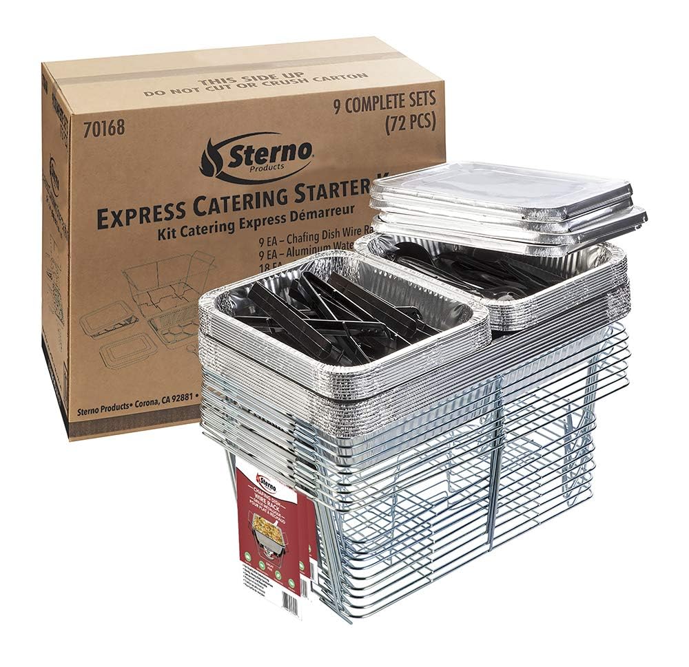 Photo 1 of (used)(needs cleaning) Sterno Chafing Dish Buffet Set - Chafing Dishes for Buffet, Catering Supplies Buffet Display - Pack of 9 Chafing Dish Set (Warming Fuel Sold Separately)