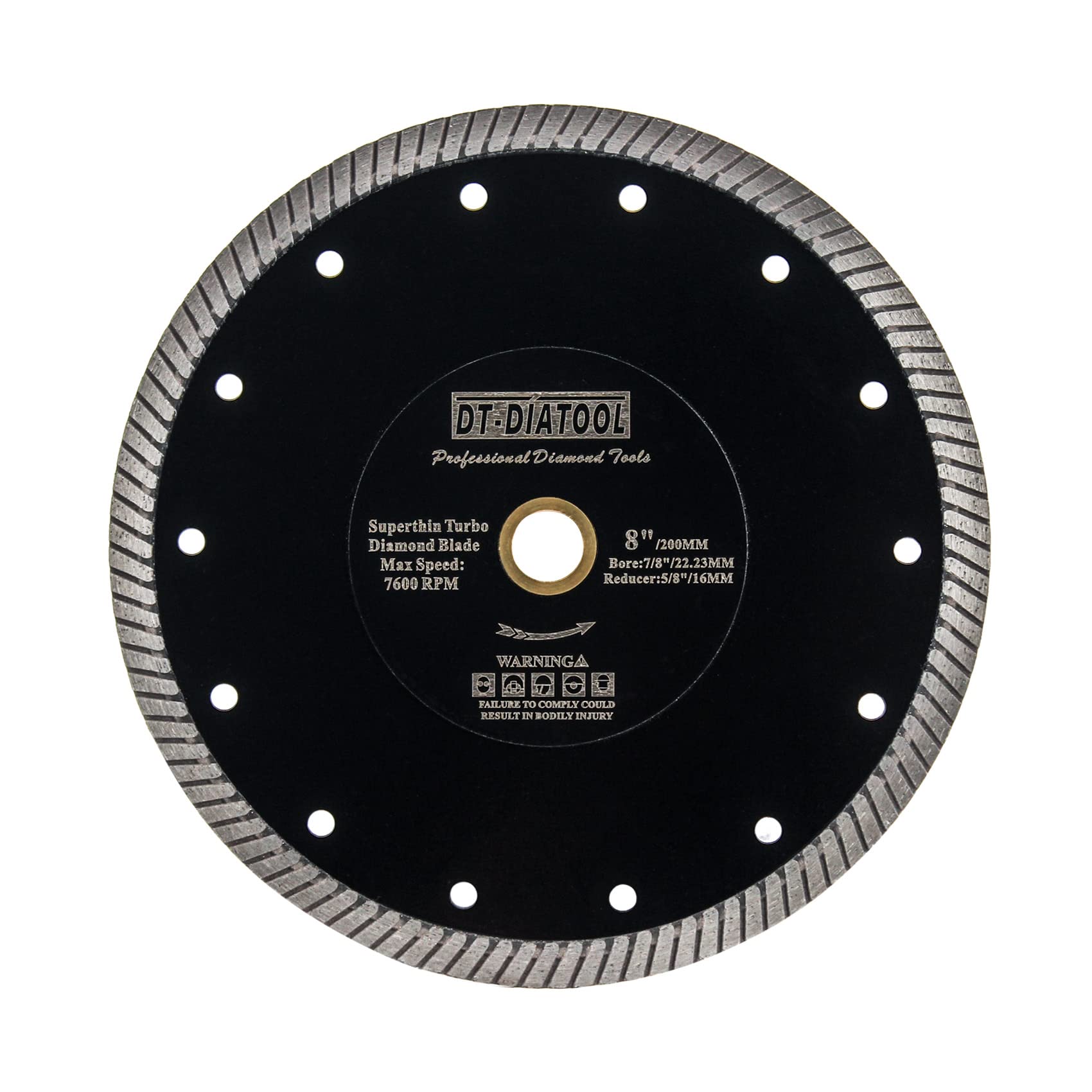 DT-DIATOOL Diamond Disc 200mm Super Thin Tile Cutting Disc with Turbo Segments for Ceramic Granite Marble Artificial Stone