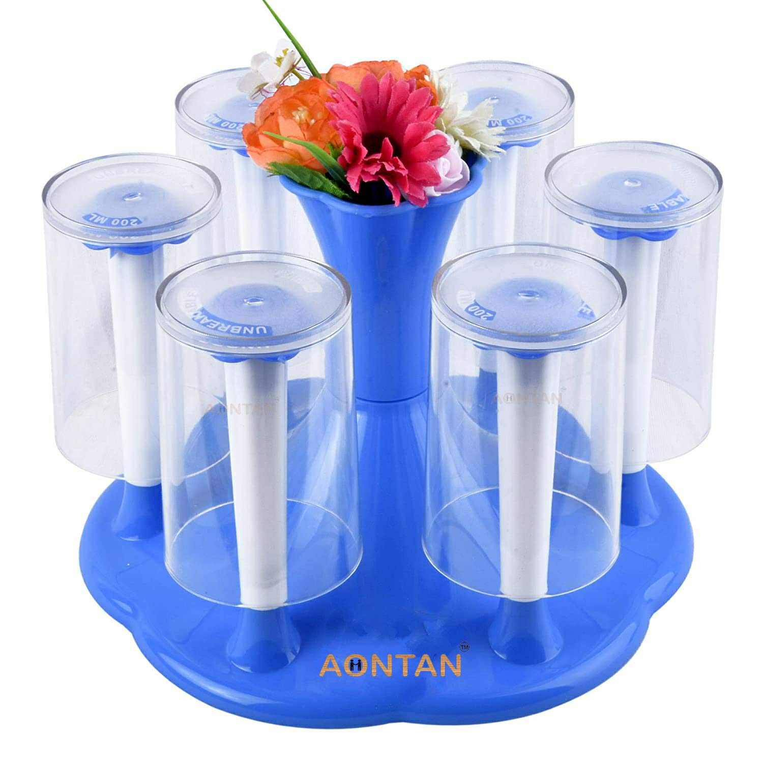 Buy AONTAN® Made Virgin Plastic Glass Holder and Spoon Organiser for 6