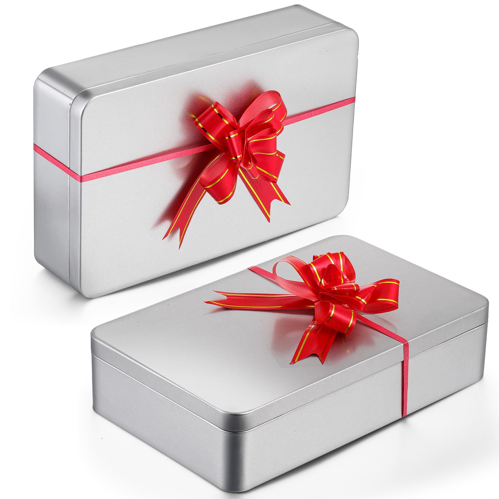 Hotop 1 Pack 8.5 by 5.3 by 1.9 Inch Silver Rectangular Empty Tin Box Containers, Gift, Jewelery and Storage Tin Kit, Home Organizer