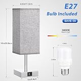 Aooshine Bedside Lamp with USB C A Ports, 3 Way Dimmable, Grey Shade view 8