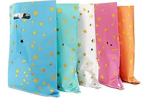 SAIZONE 40pcs Party Favor Bags,Birthday Goodie Candy,Goodie Bags for Kids Party,Loot Bags for Kids Birthday Party with Star Pattern,5 Colors