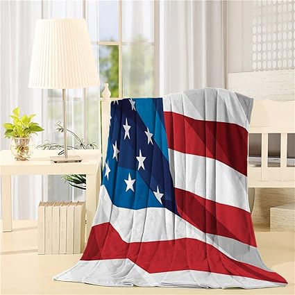 Amazon.com: Bed Blanket 80 X 80 inch American flag pattern Air ...