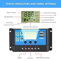 Anern 30A PWM Solar Charge Controller, 12V 24V