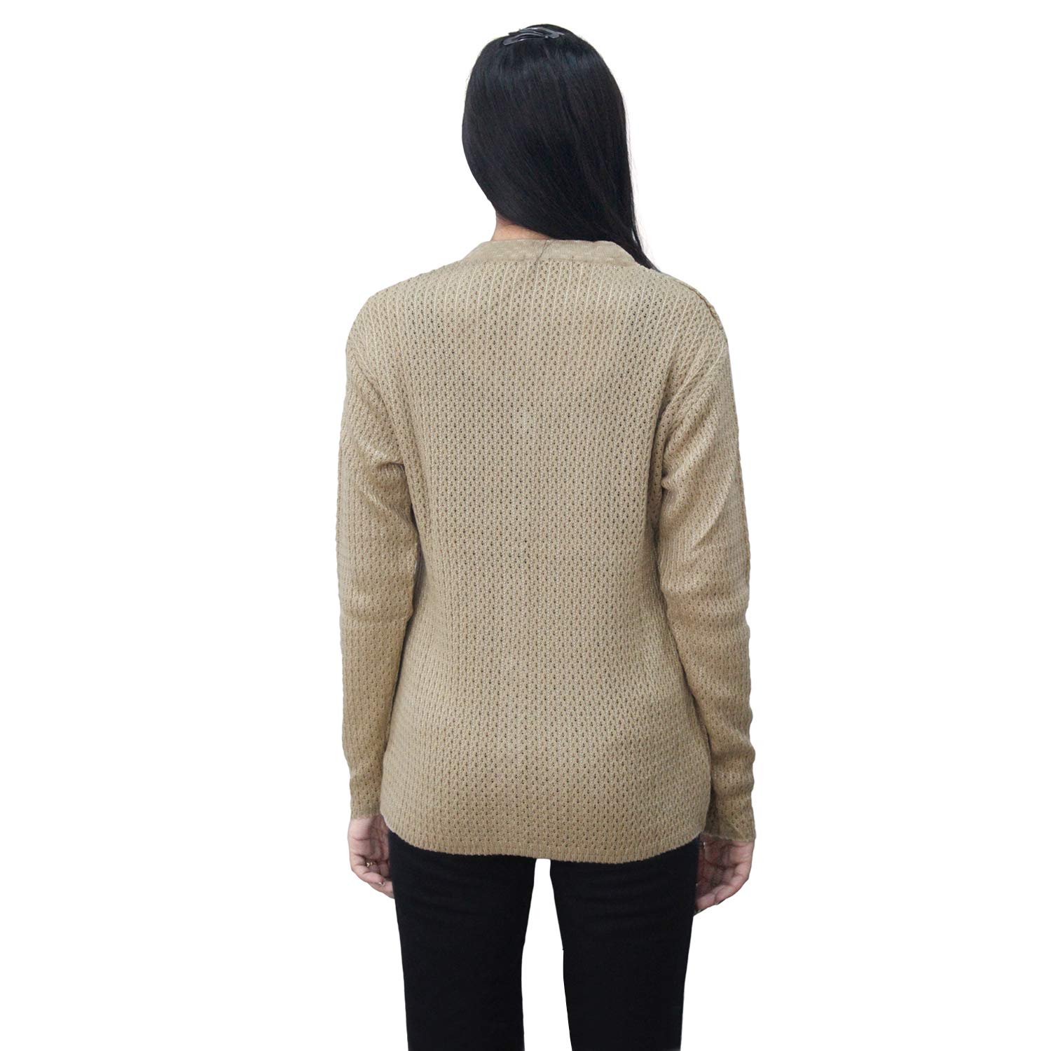 matelco womens woollen black knitted buttoned cardigan