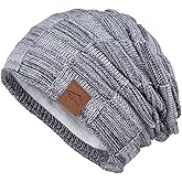 meioro Slouchy Beanie Hat for Men Women Warm Winter Hats Soft Fleece Lined Beanies Knit Thick Unisex Skull Cap