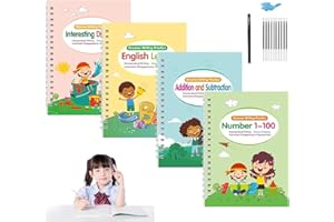 Tracetrek Workbook Fast-Track Young Minds, Magic Grooved Practice Copybook, Reusable Preschool Workbooks Age 3-8 (1 PCS)