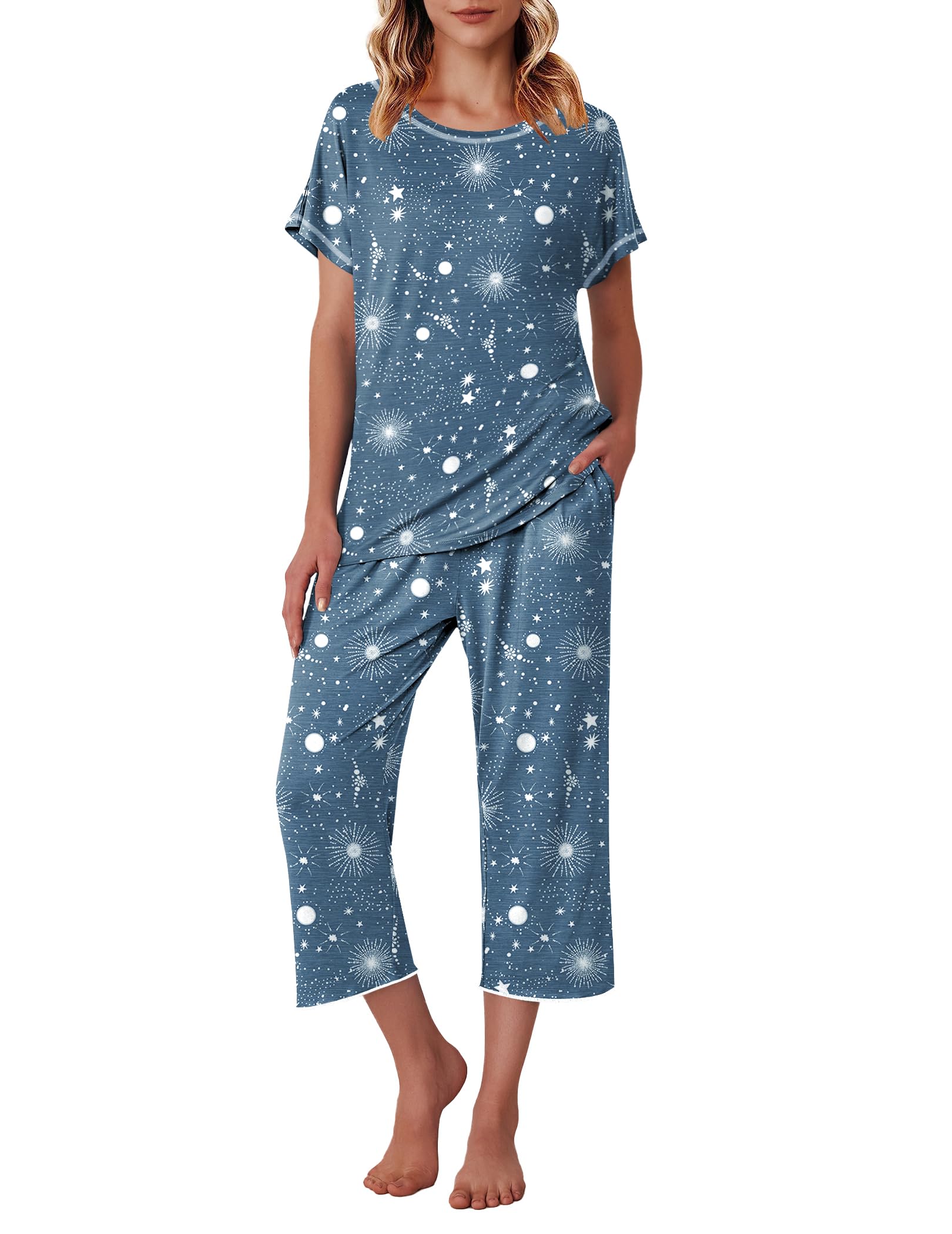 Floral Print Top Capri Pants Set