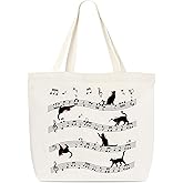 Dr.Baner Canvas Tote Bag, Book Tote Bag, Phonetic Symbol Totes, Music Lover Gifts, Black Cat Library Tote, Reusable Grocery Shopping Bag, Library Shoulder Bag For Women Friends B(05)