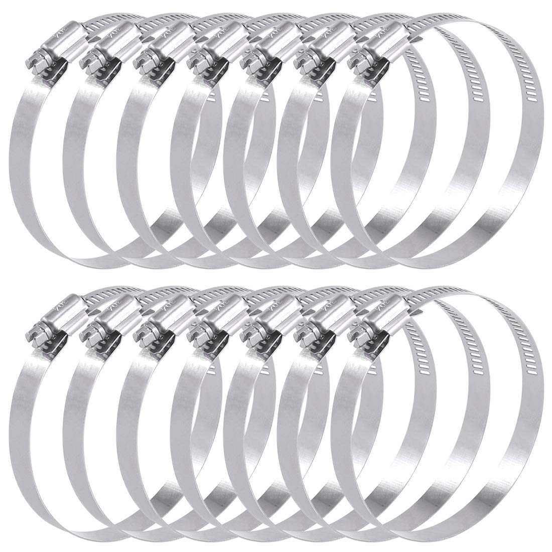 Swpeet 15Pcs 4-5inch (105-127mm) Hose Clamp 304 Stainless Steel Adjustable Range Worm Gear Hose Clamp Fuel Line Clamp Perfect for Plumbing, Automotive and Mechanical Applications