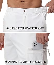 QPNGRP Men's 9" Inseam Stretch Waist Zipper Cargo