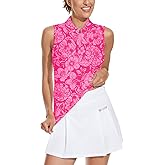 Soneven Women's Sleeveless Golf Top Floral Athletic Golf Wear Moisture Wicking Sleeveless Polo Quick Dry
