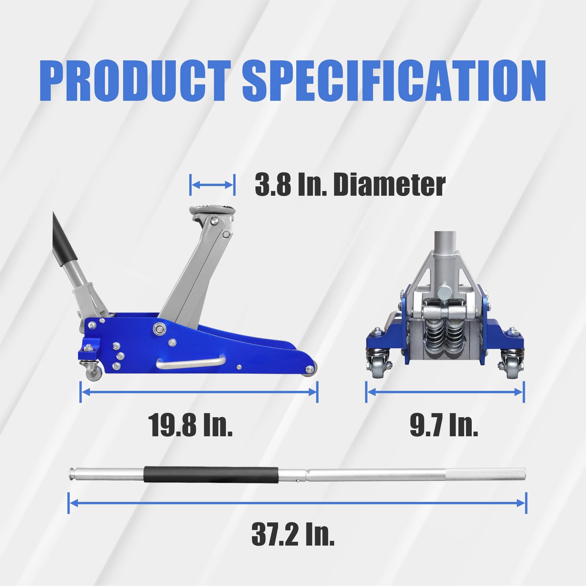 BIG RED Floor Jack 1.5 Ton (3,000 lb) Capacity,Aluminum and Steel Hydraulic Low Profile Car Jack with Dual Piston Quick Lift Pump,Lightweight Racing Floor Jack for Vehicle,Blue