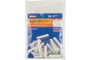 Index Tabs with Printable Inserts, 1", Clear, Laser/Inkjet