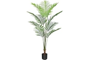 CROSOFMI Artificial Areca Palm Tree 5 Feet Fake Tropical Palm Tree,Perfect Faux Dypsis Lutescens Plants in Pot for Indoor Outdoor Home Office Garden Modern Decoration Housewarming Gift