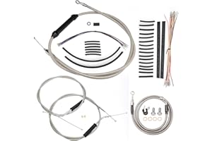 SHYYGL TIGERSGATE 16" Dyna Handlebar Extended CAN-Bus & Brake Line & Clutch Cable & Throttle/Idle Cables & Front Turn Signal Wiring Harness Kit Fits for 1996-2006 Harley Non-ABS FXD/FXDWG/FXDL, Chrome