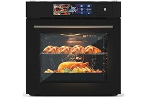 FESTISOUL 24 Inch Built-In Convection Steam Oven with Air Fry Function | 2.5 Cu Ft Large Capacity | 3000W Powerful Heating | 8 Cooking Modes, 108 Smart Recipes | Touch Screen Display | Stainless Steel Black