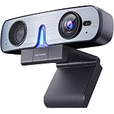ROCWARE RC08 2K Webcam with Speaker, Webcam for PC, HD Web Cam with Noise Reduction Mic/Harman Speaker/4X Eptz/Privacy Cover/0.2S Auto-Focus/Low Illumination, Computer Camera for Zoom/Teams/Meeting