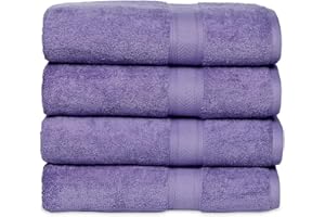 Casa Lino Lavender Bath Towels Set of 4 (54" x 27") - Large Bathroom Towel Set - 100% Cotton Towels for Bathroom - Highly Absorbent & Quick Dry Bath Towel Multipack - New Apartment Essentials