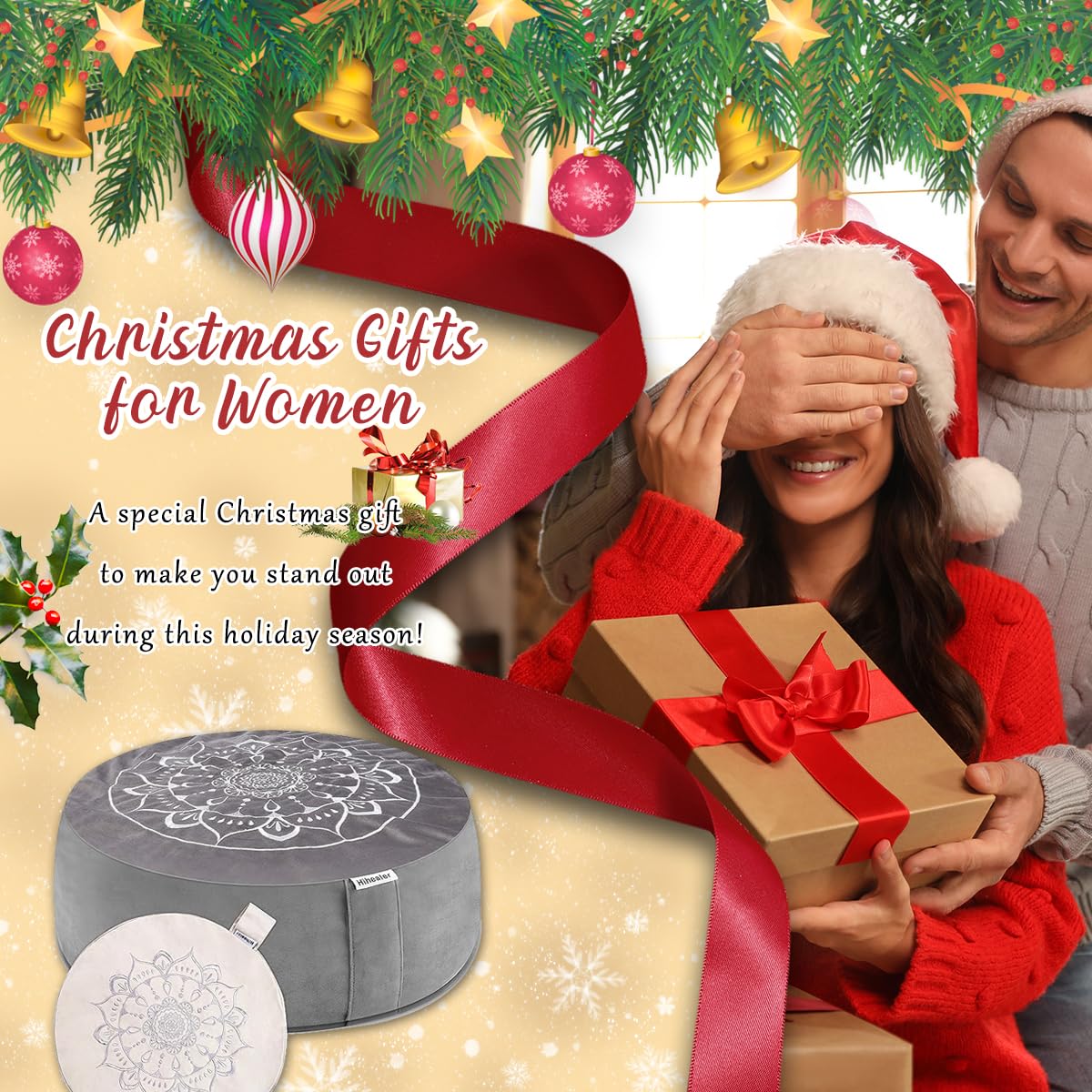 Hihealer Meditation Cushion, Traditional Tibetan Meditation Pillow Velvet Cover - Large Floor Cushion Seating for Adults - Yoga Buckwheat Bolster for Women、Moms - Image 7