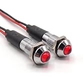Alpinetech 2PCS PL8B 8mm 5/16" 48V AC/DC LED Metal Signal Indicator Pilot Dash Light (Red)