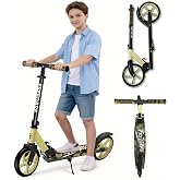 FREEDARE Foldable Kick Scooter for Ages 8+ Kid &amp; Teens, Adults, Multi-Color | Kids Kick Scooter with 2 Big 8-inch Sturdy Wheels and 4-Level Adjustable Handlebar, Lightweight, Max Load 220 LBS