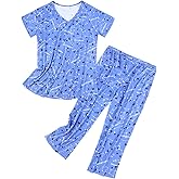Century Star Women Summer Pajamas Soft Sleepwear Top with Capri Pants Ladies Short Sleeve Cotton Pajamas Sets