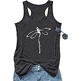 Vintage Graphic Tank Tops for Women Summer Beach Graphic Loose Tanks Sleeveless Vest USA Flag Vacation Racerback Tank Cami